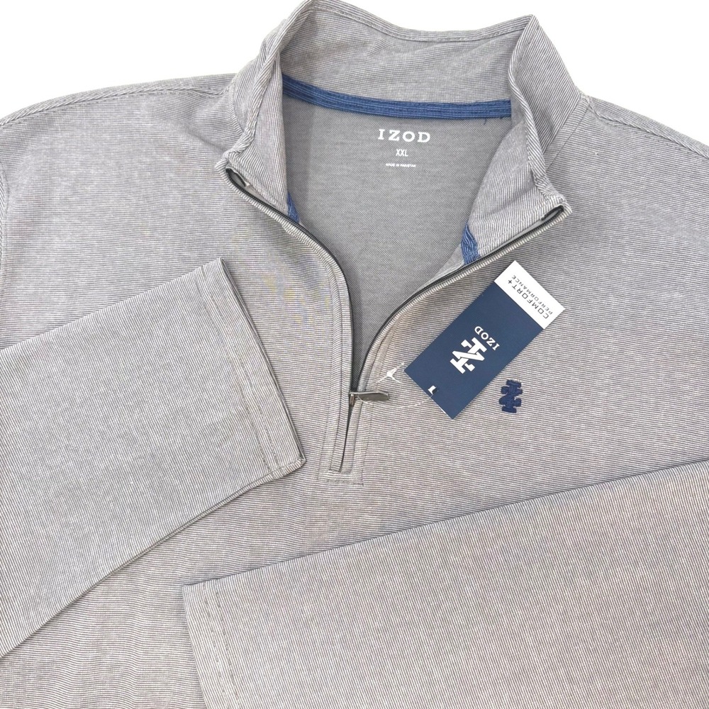 IZOD Mens XXL Advantage Performance Quarter Zip Pullover Smoked Pearl Gray NEW
